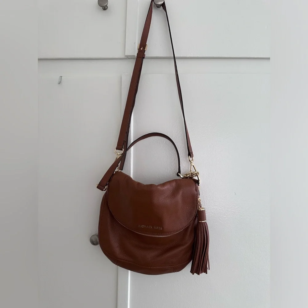 Michael Kors tan leather fold over purse - Picture 2 of 8